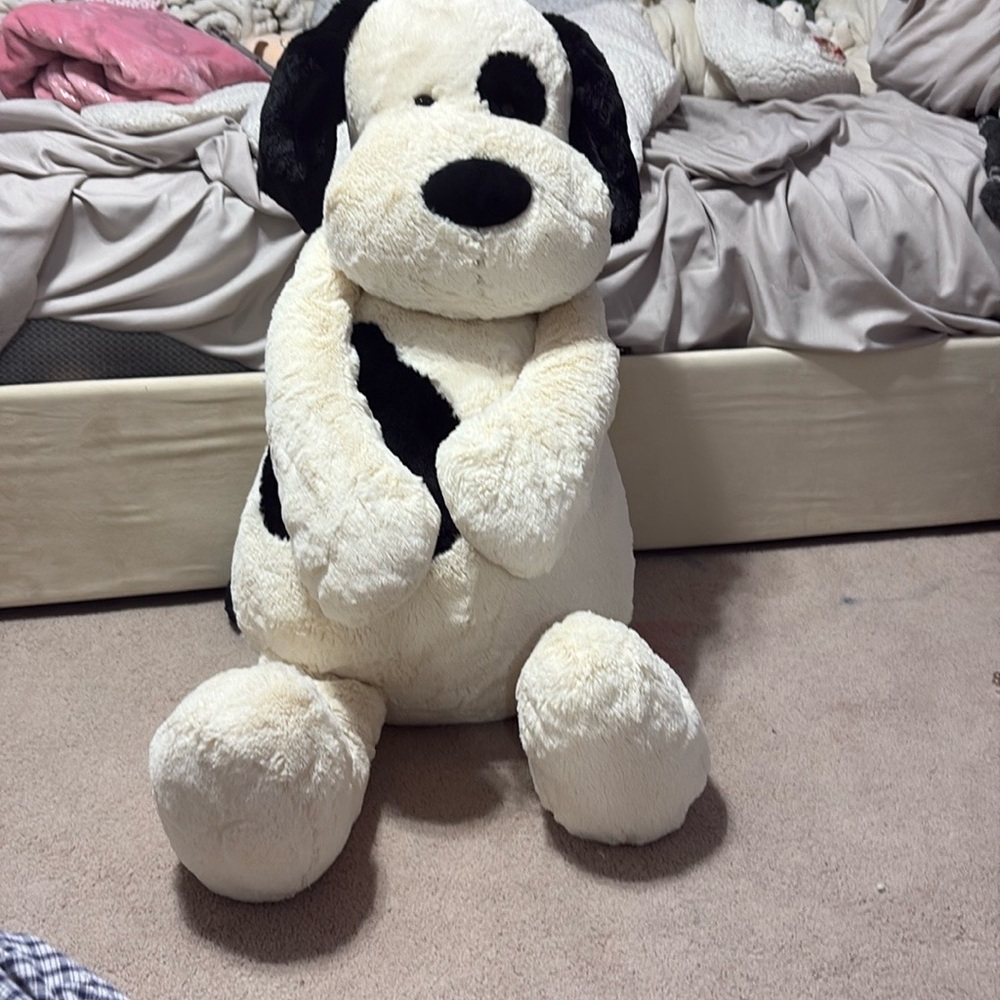 Jellycat Cream and Black Plush Dog